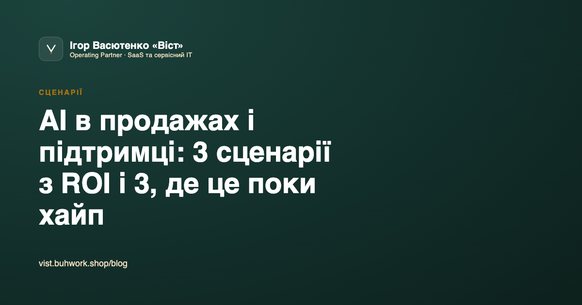 AI в продажах і підтримці: 3 сценарії з ROI і 3, де це поки хайп
