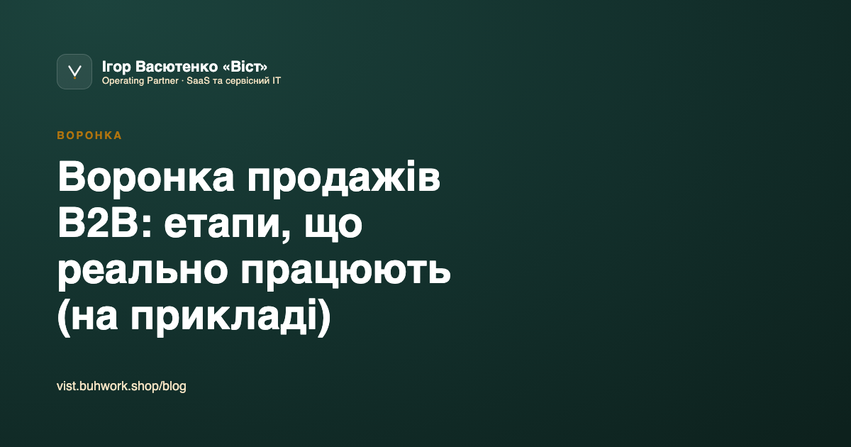 Воронка продажів B2B: етапи, що реально працюють (на прикладі)
